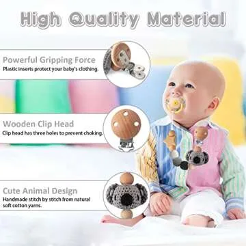 LSTRAGY Pacifier Clip, 2 Pack Pacifier Clips for Boys and Girls, Cute Koala & Bear Handmade Knitted Pacifier Holder Fits for Most Pacifier, Baby Teethers, Baby Shower and Baby Gift
