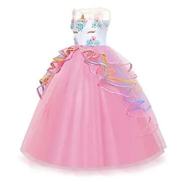 Chektin Unicorn Dress for Girls Unicorn Costume Pageant Princess Party Birthday Long Maxi Gown with ...