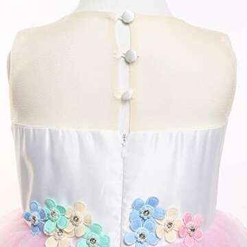 Chektin Unicorn Dress for Girls Unicorn Costume Pageant Princess Party Birthday Long Maxi Gown with Unicorn Headband Satin (Pink, 110 3 Years)