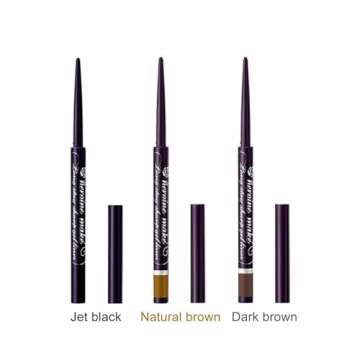 HEROINE MAKE by KISSME Long Stay Sharp Gel Eyeliner, Waterproof & Smudge-Proof, Precise Gel Liner for All-Day Wear, Ultra-Smooth Application, Long-Lasting Eyeliner Pencil,01 Jet Black, 0.004 fl Oz