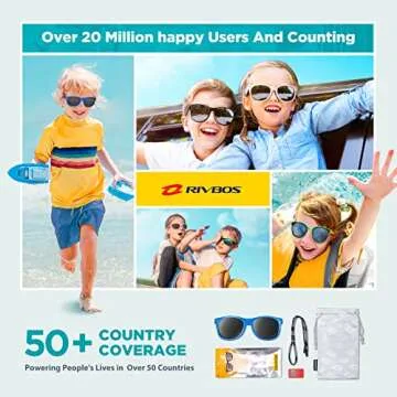 RIVBOS Kids Sunglasses Polarized UV Protection Flexible Rubber Glasses Shades with Strap for Boys Girls Age 3-10 RBK004-2 Blue&Blue