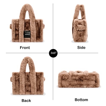 Herald Large Tote Bag Soft Fluffy Purse for Women