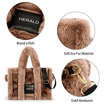 Herald Large Tote Bag Soft Fluffy Purse for Women