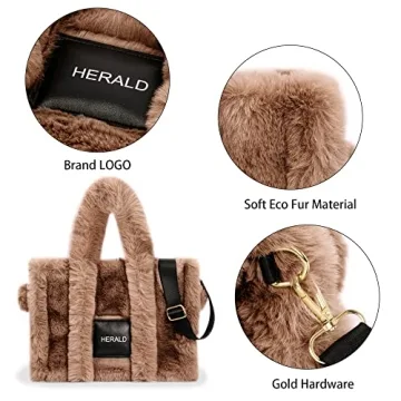 Herald Large Tote Bag Soft Fluffy Purse for Women