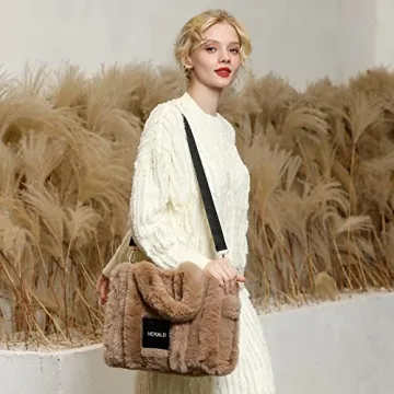 Herald Large Tote Bag Soft Fluffy Purse for Women