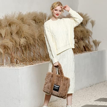 Herald Large Tote Bag Soft Fluffy Purse for Women