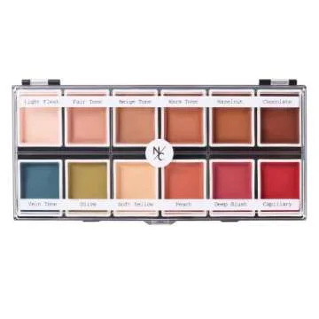 Narrative Cosmetics 12-Color Flesh Tone Alcohol-Activated Palette, Tattoo Cover, Highly Pigmented Professional SFX Makeup for Film, Theatre, TV