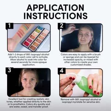 Narrative Cosmetics 12-Color Flesh Tone Alcohol-Activated Palette, Tattoo Cover, Highly Pigmented Professional SFX Makeup for Film, Theatre, TV