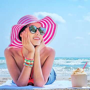 FAERLIIRY Preppy Beaded Bracelets Heishi Stretch Bracelets for Women Cinco de Mayo Bracelets Polymer...