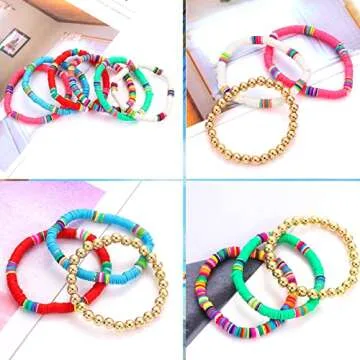 FAERLIIRY Colorful Stretch Bracelets for Women 9PCS
