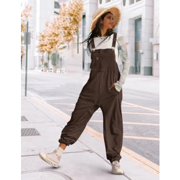 Stylish YESNO Women's Corduroy Overalls with Pockets