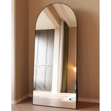 ITSRG Floor Mirror, Full Length Mirror with Stand, Arched Wall Mirror, 27"x71" Mirror Full Length, Black Floor Mirror Freestanding, Wall Mounted Mirror for Bedroom Living Room, Black