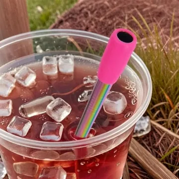 Amsthow Reusable Metal Straws with Silicone Tips and Brushes