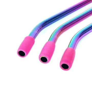 Amsthow Reusable Metal Straws with Silicone Tips and Brushes