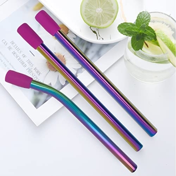 Amsthow Reusable Metal Straws with Silicone Tips and Brushes