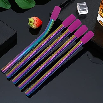 Amsthow Reusable Metal Straws with Silicone Tips and Brushes