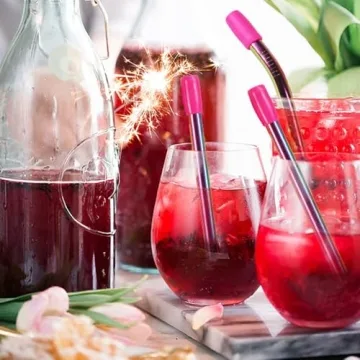 Amsthow Reusable Metal Straws with Silicone Tips and Brushes