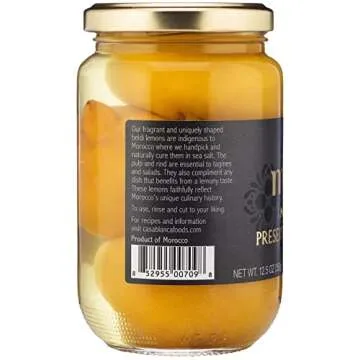 Mina Preserved Lemons - 12.5 Ounce Authentic Moroccan Gourmet Beldi Lemons, Moroccan Preserved Lemons in Jar, Ideal for Tagine, Couscous, Preserved Lemon, Non-GMO, Vegan, Keto, Kosher, Gluten Free