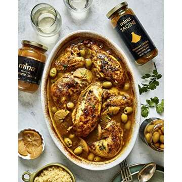 Mina Preserved Lemons - 12.5 Ounce Authentic Moroccan Gourmet Beldi Lemons, Moroccan Preserved Lemons in Jar, Ideal for Tagine, Couscous, Preserved Lemon, Non-GMO, Vegan, Keto, Kosher, Gluten Free