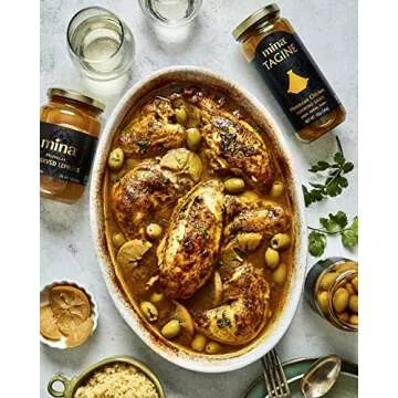 Mina Preserved Lemons - 12.5 Ounce Authentic Moroccan Gourmet Beldi Lemons, Moroccan Preserved Lemons in Jar, Ideal for Tagine, Couscous, Preserved Lemon, Non-GMO, Vegan, Keto, Kosher, Gluten Free