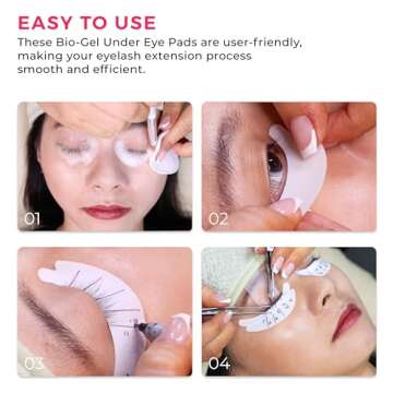 LLBA Biogel Eye Pads For Eyelash Extension | Under Eye Pads Eyelash Extension Supplies | Soft Sticky Pads for Sensitive Skin during Eyelash Perm Lamination, Lash Extensions Remover (10 Pairs, Style 1)