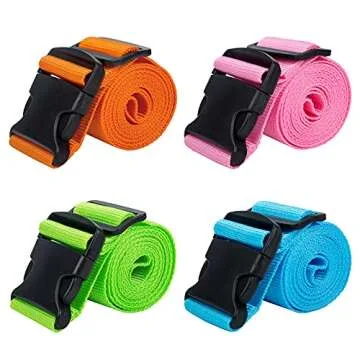Darller 4 PCS Luggage Straps - Strong, Adjustable & Colorful
