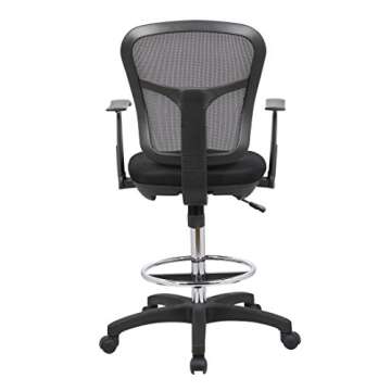 OfficeFactor Drafting Chair Tall Office Chair with Arms Executive Ergonomic Standing Desk Chair with Anti Scratch Wheels and Footrest