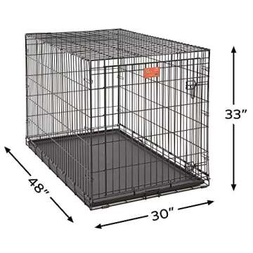 MidWest Homes for Pets XL Dog Crate | MidWest Life Stages Folding Metal Crate | Divider Panel, Floor Protecting Feet, Leak-Proof Pan | 48L x 30W x 33H Inches, XL Dog Breed