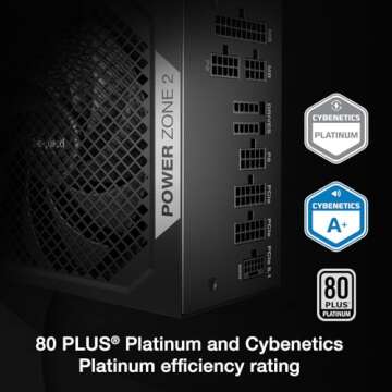 be quiet! Power Zone 2 1000W ATX 3.1 PSU | 80 Plus and Cybenetics Platinum Efficiency | Zero RPM Low...