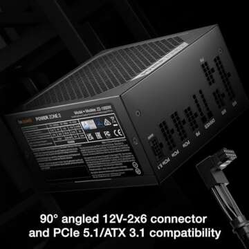 be quiet! Power Zone 2 1000W ATX 3.1 PSU | 80 Plus and Cybenetics Platinum Efficiency | Zero RPM Low-Noise Power Supply | PCIe 5.1 Ready | Black | BP008US