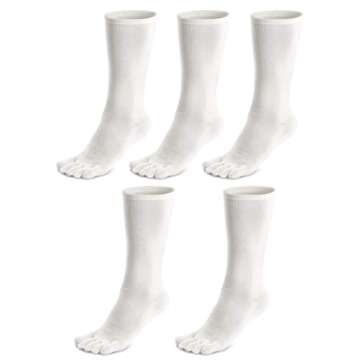 ZAKASA Mens Toe Socks Athletic Running Cushion Five Finger Cotton Crew Socks