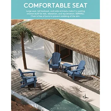 SERWALL Folding Adirondack Chairs Weather Resistant for Outdoor, Patio, Lawn, Garden, Backyard Deck, Fire Pit - Blue