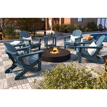 SERWALL Folding Adirondack Chairs Weather Resistant for Outdoor, Patio, Lawn, Garden, Backyard Deck, Fire Pit - Blue