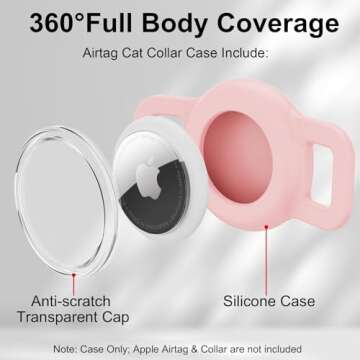 Cat Collar Airtag Holder for Air Tag Cat Collar, Protective Air Tag Holder for Small Apple Airtag Dog Collar, 2 Pack Anti-Lost Airtag Case and Protectors for Pets-Pink