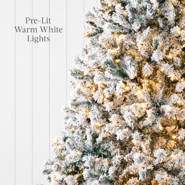 9ft Pre-Lit Snow Flocked Christmas Tree for Joyful Holidays