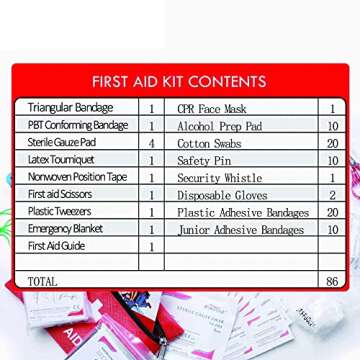 Compact Small First Aid Kit with 86 Medical Supplies