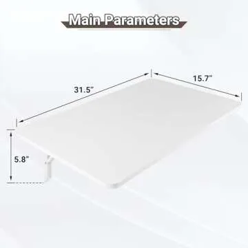 Neoaider Wall Mounted Folding Table 31.5”L x 15.7”W, Laundry Folding Table with Heavy Duty Metal Collapsible Shelf Brackets, 120 LBS Capacity, Wall Mounted Desk Fold Down for Small Spaces, White