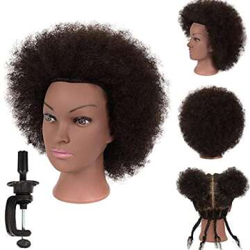 Afro Hair Manikin Head 100% Human Hair African American Manikin Head Curly Hair Mannequin Head Cosme...