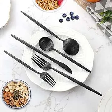 IBIILII JEFF Matte Black Silverware Set for 4