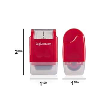 LEGILINER 3/4" Dashed Handwriting Line (RED) Teacher Stamp – Tri-Line Dashed Pattern. Classroom & Home Use. Refillable Ink Writing Practice Roller Stamp.