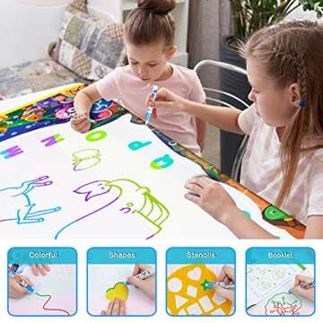 Obuby Water Drawing Mat Kids 47x35 Inches Doodle Gifts Color Draw Board No Mess Coloring Painting Writing Educational Toys for Boys Girls Age 3-12 Years Old Toddler