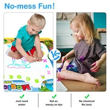 Obuby Water Drawing Mat Kids 47x35 Inches Doodle Gifts Color Draw Board No Mess Coloring Painting Writing Educational Toys for Boys Girls Age 3-12 Years Old Toddler