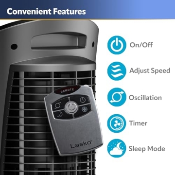 Lasko Oscillating Pedestal Fan, Adjustable Height, 3 Quiet Speeds, Timer, Remote Control for Bedroom, Living Room, Home Office and College Dorm Room, 52", Silver and Gray, 2535