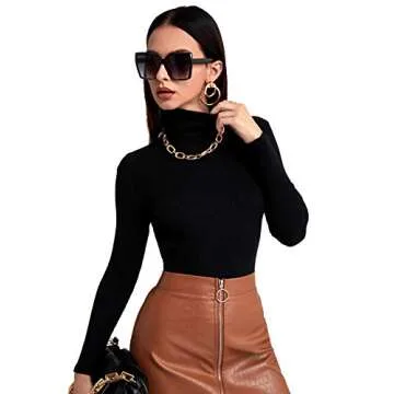 Stylish SweatyRocks Women's Long Sleeve Turtleneck Pullover