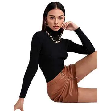 Stylish SweatyRocks Women's Long Sleeve Turtleneck Pullover