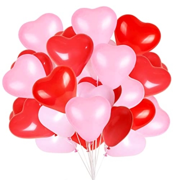 50 Pieces Love Heart Balloons Red Pink Latex Heart Balloons for Valentines Day Wedding Anniversary E...