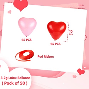 50 Heart Balloons for Valentine's Day Wedding Decor