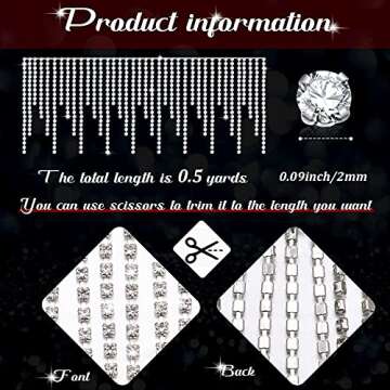 Rhinestone Fringe Trim Belt , Beaded Fringe Trim Rhinestone Ribbon Tassel Chain for Jeans Clothing A...