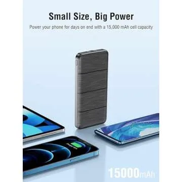 LOVELEDI Portable-Charger-Power-Bank - 15000mAh 2 USB Power Bank Output 5V3.1A Fast Charging Portable Charger Compatible with Smartphones and All USB Devices(Black)