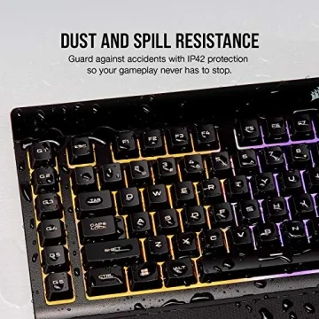 Corsair K55 RGB Gaming Keyboard - RGB, Macro Keys, Water Resistant